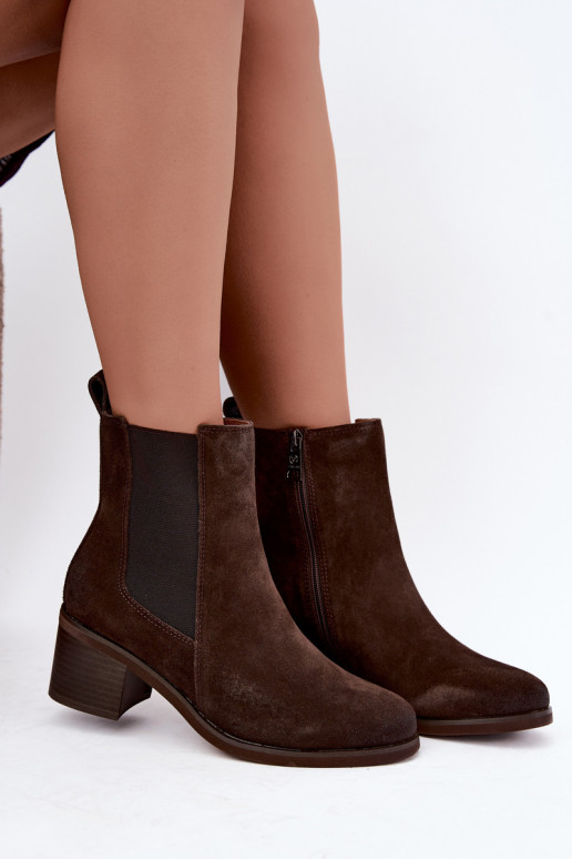 Stiilsed soojendusega ankle boots kunstnahast Klocke Vinceza 133105 šokolaad