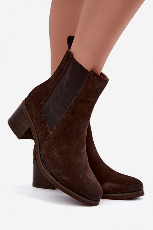 Stiilsed soojendusega ankle boots kunstnahast Klocke Vinceza 133105 šokolaad