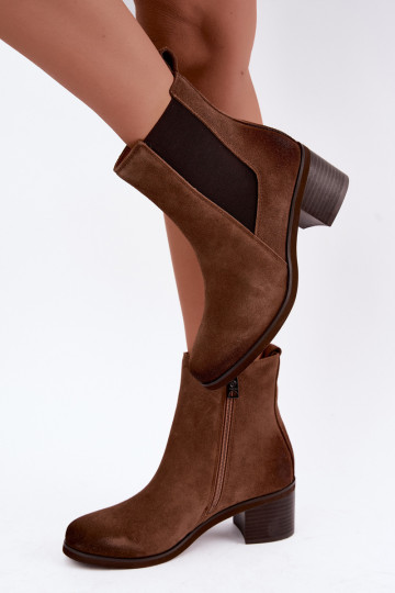 Stiilsed soojendusega ankle boots kunstnahast Klocke Vinceza 133105 pruun