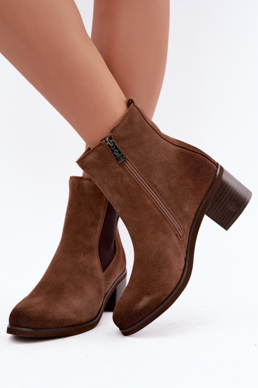 Stiilsed soojendusega ankle boots kunstnahast Klocke Vinceza 133105 pruun