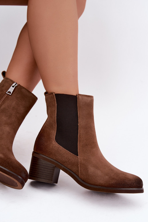 Stiilsed soojendusega ankle boots kunstnahast Klocke Vinceza 133105 pruun