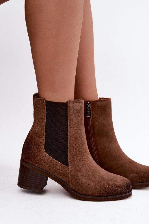 Stiilsed soojendusega ankle boots kunstnahast Klocke Vinceza 133105 pruun