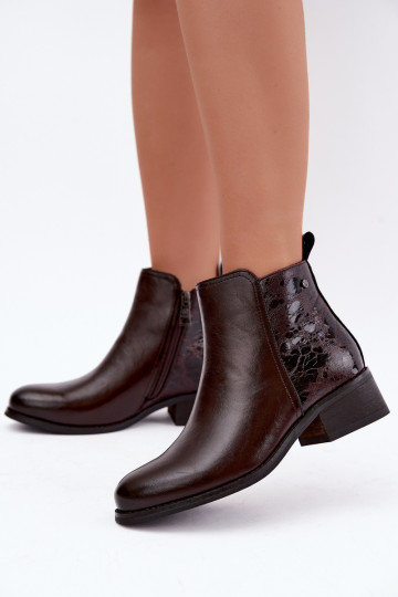 Tehisnaha soojendusega ankle boots madalate kontsadega Vinceza 133133 šokolaad