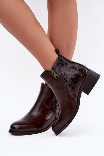 Tehisnaha soojendusega ankle boots madalate kontsadega Vinceza 133133 šokolaad 2