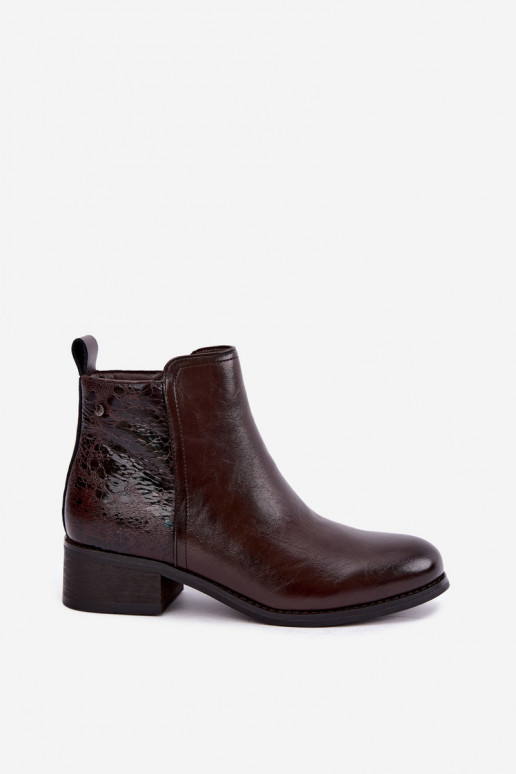 Tehisnaha soojendusega ankle boots madalate kontsadega Vinceza 133133 šokolaad