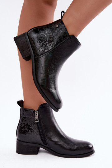 Tehisnaha soojendusega ankle boots madalate kontsadega Vinceza 133133 mustad