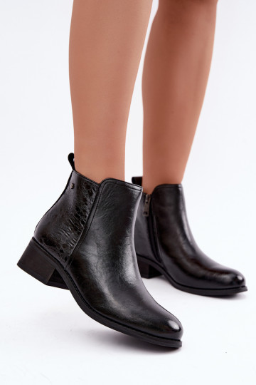 Tehisnaha soojendusega ankle boots madalate kontsadega Vinceza 133133 mustad 2