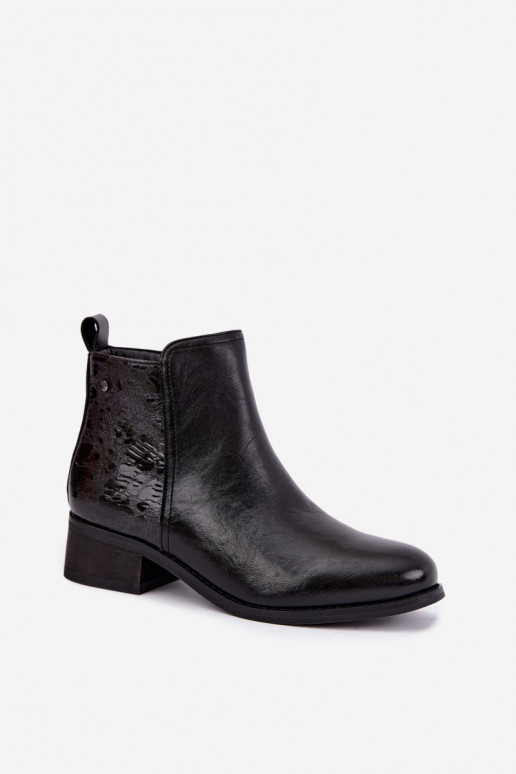 Tehisnaha soojendusega ankle boots madalate kontsadega Vinceza 133133 mustad