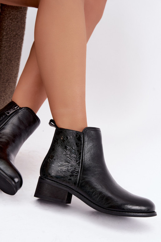 Tehisnaha soojendusega ankle boots madalate kontsadega Vinceza 133133 mustad