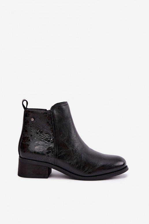 Tehisnaha soojendusega ankle boots madalate kontsadega Vinceza 133133 mustad