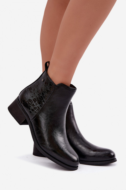 Tehisnaha soojendusega ankle boots madalate kontsadega Vinceza 133133 mustad
