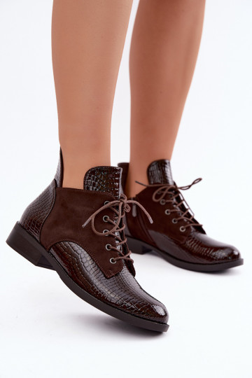 Soojendusega ankle boots reljeefne disain Vinceza 16524 šokolaad