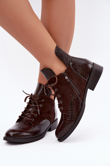 Soojendusega ankle boots reljeefne disain Vinceza 16524 šokolaad 2