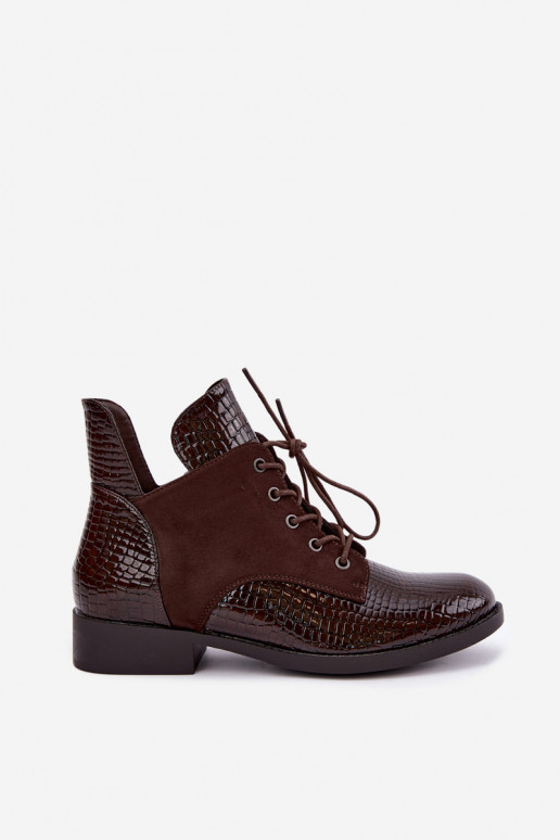 Soojendusega ankle boots reljeefne disain Vinceza 16524 šokolaad