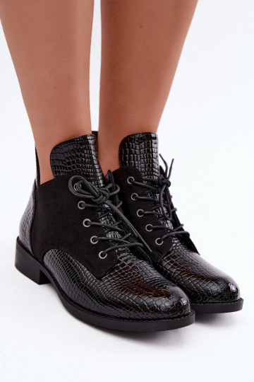 Soojendusega ankle boots reljeefne disain Vinceza 16524 mustad