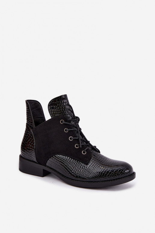 Soojendusega ankle boots reljeefne disain Vinceza 16524 mustad