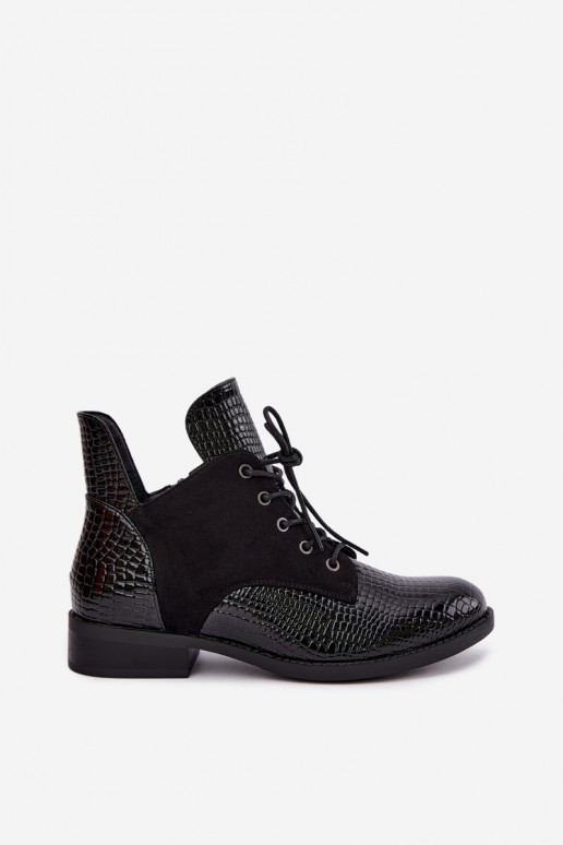 Soojendusega ankle boots reljeefne disain Vinceza 16524 mustad