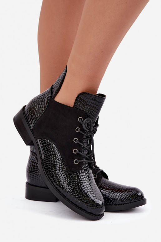 Soojendusega ankle boots reljeefne disain Vinceza 16524 mustad