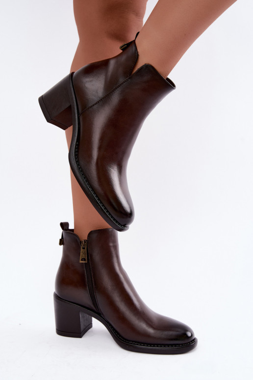 Isolatsiooniga ankle boots kontsadega tumepruunis värvuses Vinceza 58650