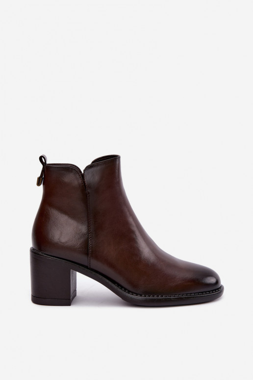 Isolatsiooniga ankle boots kontsadega tumepruunis värvuses Vinceza 58650