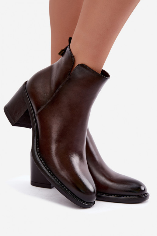Isolatsiooniga ankle boots kontsadega tumepruunis värvuses Vinceza 58650