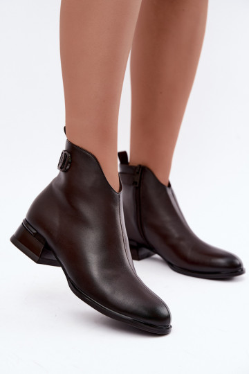 Isolatsiooniga ankle boots dekoratiivsete rihmadega šokolaadi värvuses Vinceza 58692 2