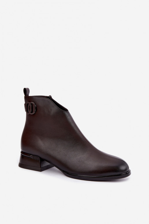 Isolatsiooniga ankle boots dekoratiivsete rihmadega šokolaadi värvuses Vinceza 58692
