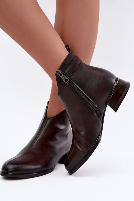 Isolatsiooniga ankle boots dekoratiivsete rihmadega šokolaadi värvuses Vinceza 58692