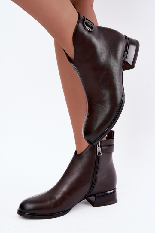 Isolatsiooniga ankle boots dekoratiivsete rihmadega šokolaadi värvuses Vinceza 58692