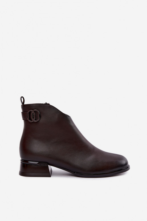 Isolatsiooniga ankle boots dekoratiivsete rihmadega šokolaadi värvuses Vinceza 58692