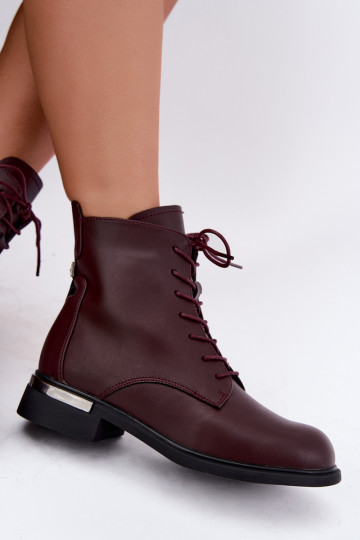 Nahast isoleeritud ankle boots laiadelt kontsadel burgundia värvuses Vinceza 86450