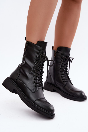 Nahast isoleeritud ankle boots tüüpi saapad mustas värvuses Vinceza 86443 2