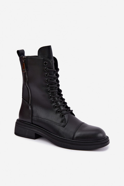 Nahast isoleeritud ankle boots tüüpi saapad mustas värvuses Vinceza 86443
