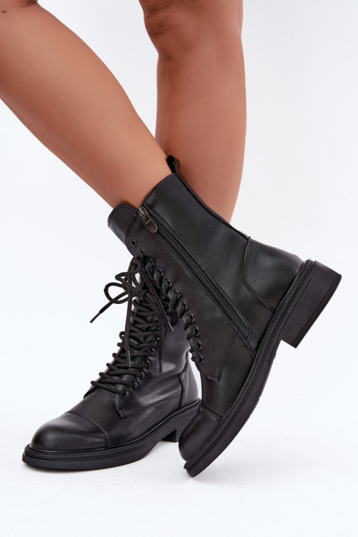 Nahast isoleeritud ankle boots tüüpi saapad mustas värvuses Vinceza 86443