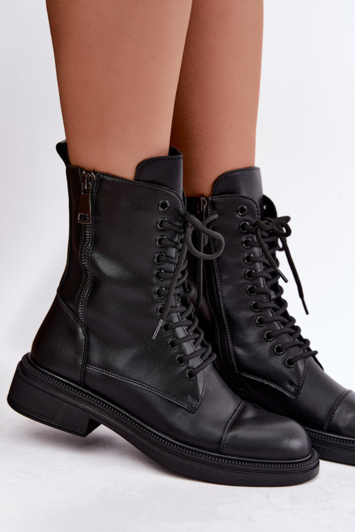Nahast isoleeritud ankle boots tüüpi saapad mustas värvuses Vinceza 86443