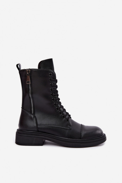 Nahast isoleeritud ankle boots tüüpi saapad mustas värvuses Vinceza 86443