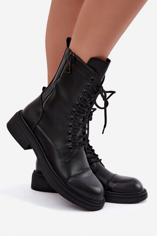 Nahast isoleeritud ankle boots tüüpi saapad mustas värvuses Vinceza 86443