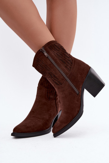 Ankle boots lõikeelementidega isoleeritud šokolaadi värvuses Salinae