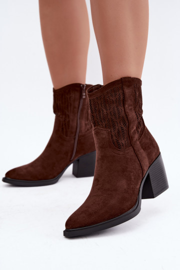 Ankle boots lõikeelementidega isoleeritud šokolaadi värvuses Salinae 2