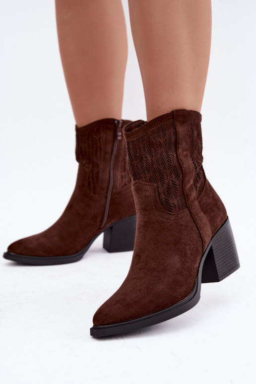 Ankle boots lõikeelementidega isoleeritud šokolaadi värvuses Salinae