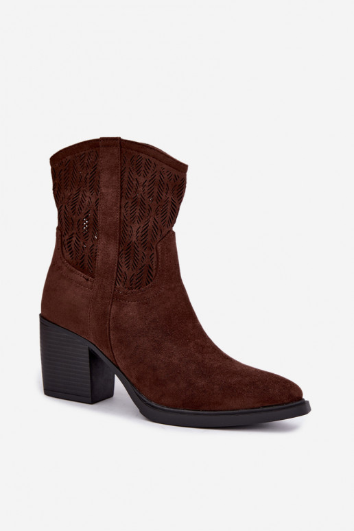 Ankle boots lõikeelementidega isoleeritud šokolaadi värvuses Salinae