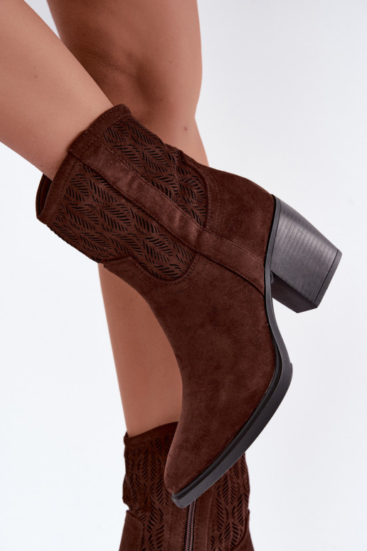 Ankle boots lõikeelementidega isoleeritud šokolaadi värvuses Salinae