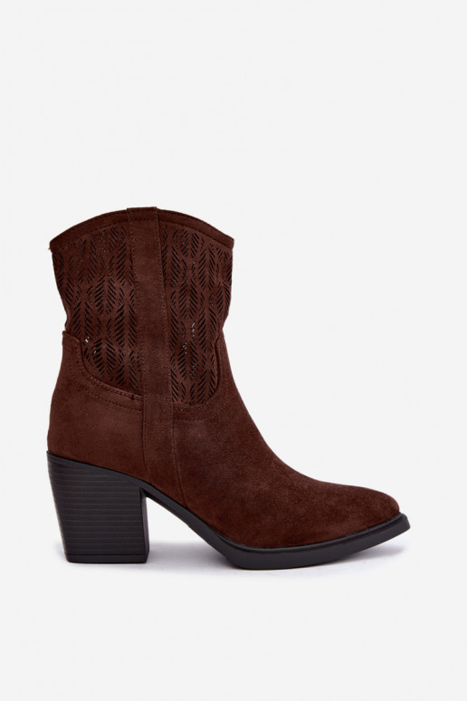 Ankle boots lõikeelementidega isoleeritud šokolaadi värvuses Salinae