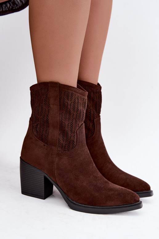Ankle boots lõikeelementidega isoleeritud šokolaadi värvuses Salinae