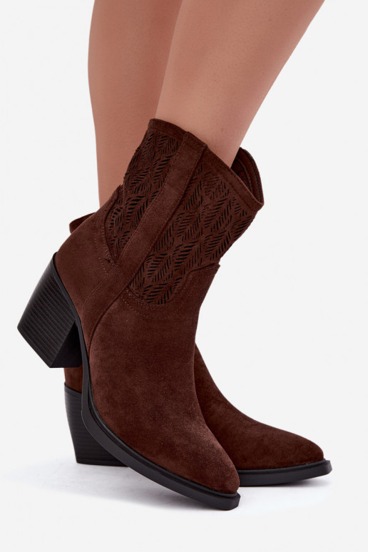 Ankle boots lõikeelementidega isoleeritud šokolaadi värvuses Salinae