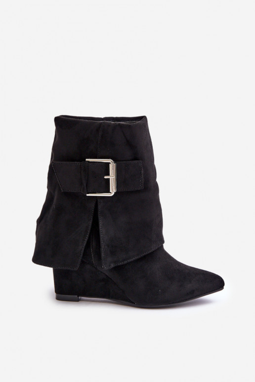 Kä ankle boots platvormiga ja klambrite kunstsuede mustad Vortinia