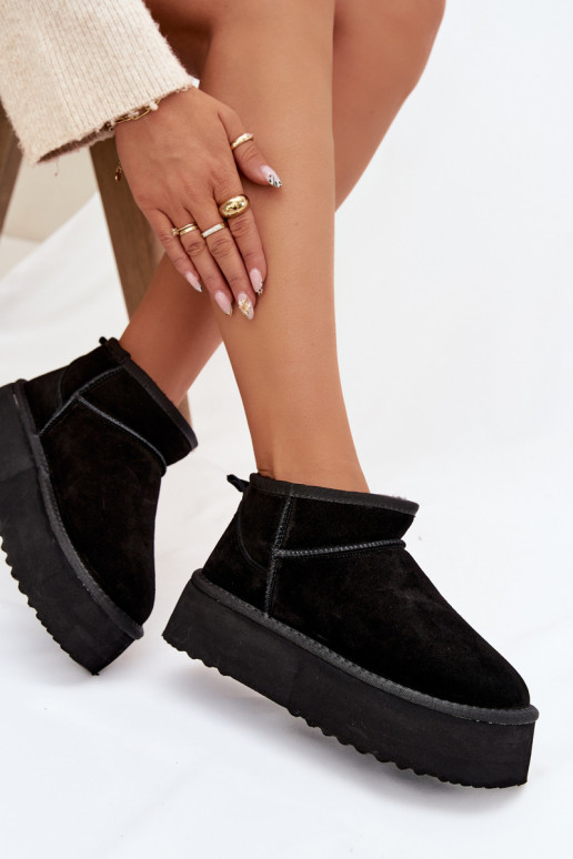 Naiste talvesaapad kunstsuede mustad