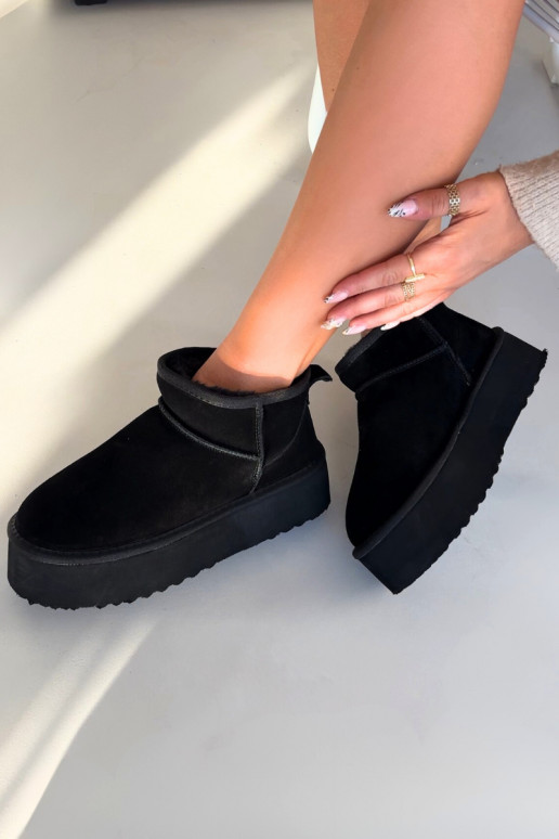 Naiste talvesaapad kunstsuede mustad