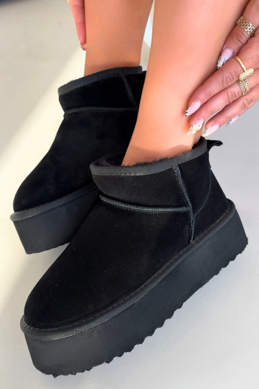 Naiste talvesaapad kunstsuede mustad