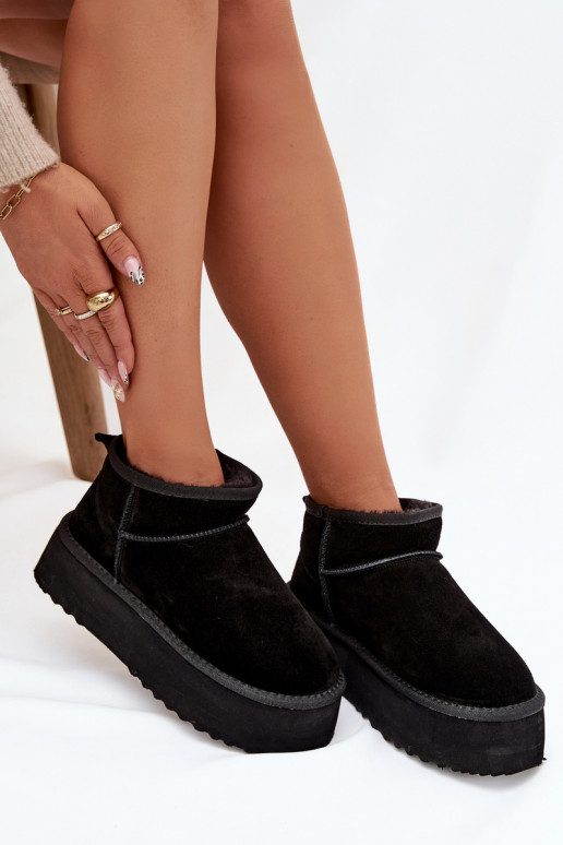 Naiste talvesaapad kunstsuede mustad